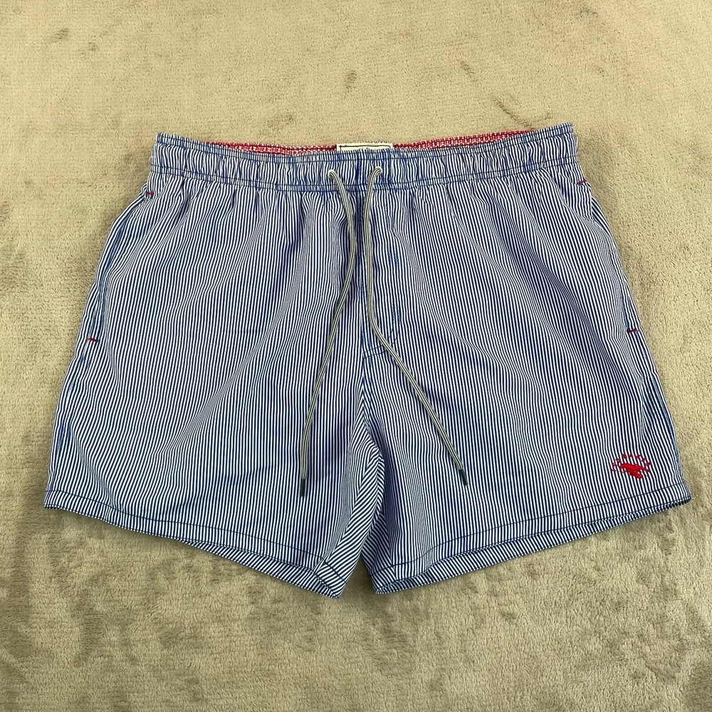 Ted Baker London‎ Swim Trunks Men 5 XL Blue Striped Mesh Lined Lobster Logo NWOT